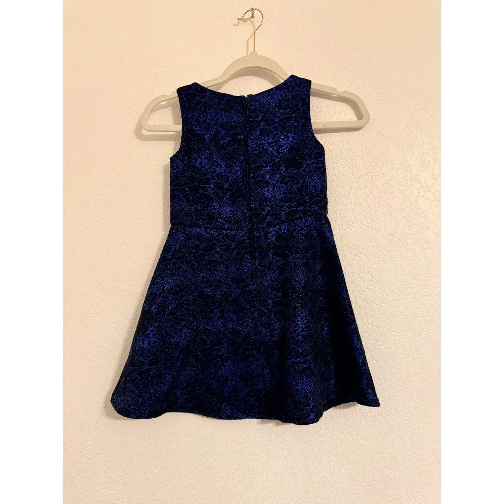 The Childrens Place Girls Blue Black Metallic Dress Size 6 Party Holiday‎